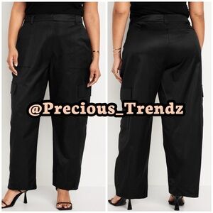 Old Navy Extra-High Waisted Satin Cargo Barrel Wide-Leg Pants 16 Tall